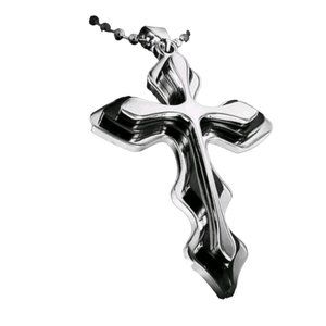 NWT BLACK & Silver Stainless Steel Cross Pendant Necklace Ball Chain Unisex